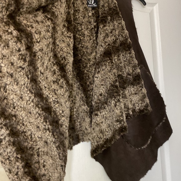 Dolce Cabo Open Front leather Faux Fur Vest Women's - Picture 7 of 13